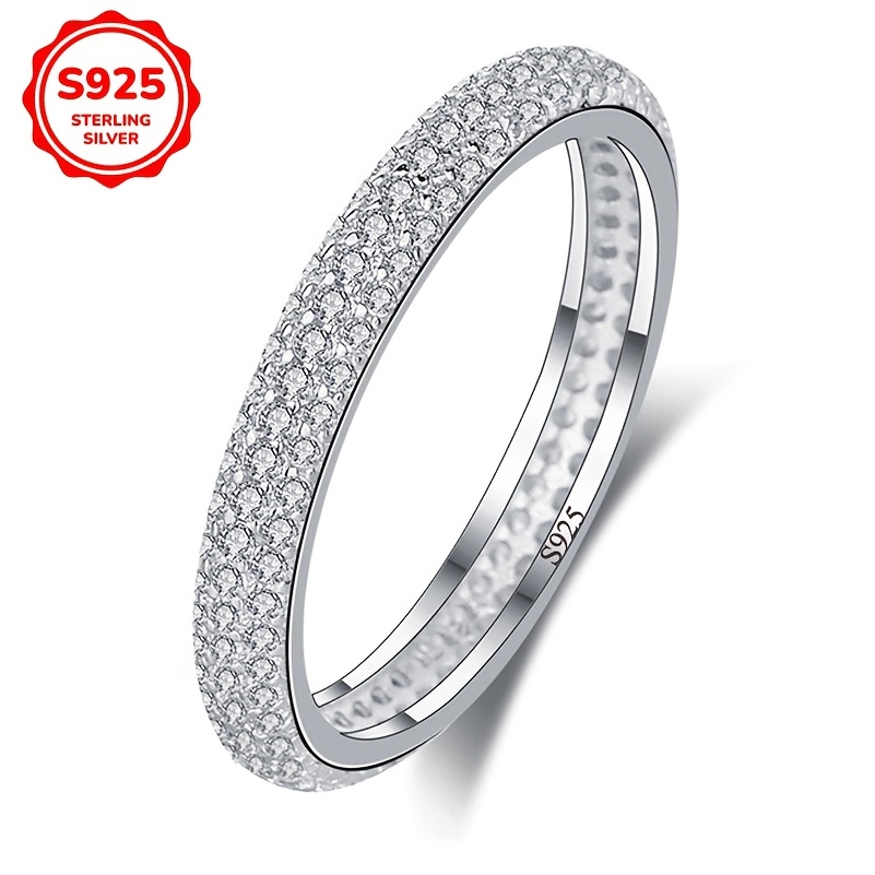 Women's 925 Silver Ring with Synthetic Zirconia, Low Allergy, Wedding Jewelry